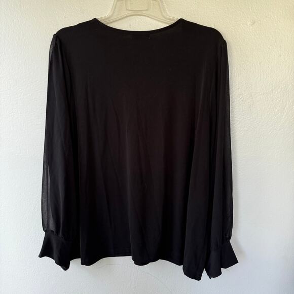NEW! Calvin Klein liquid Knit V Neck shoulder smocking sheer sleeves top size 2X - Picture 10 of 12